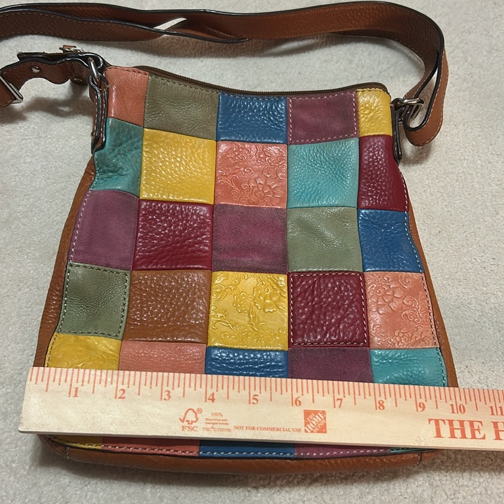 Fossil Patchwork Leather Shoulder Cross Body Bag - image 4